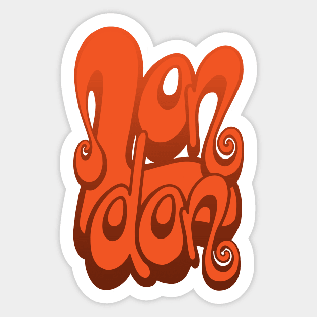 London lettering art - orange Sticker by BigNoseArt